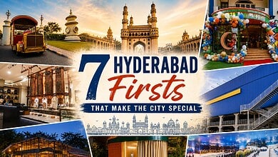 Collage of Hyderabad landmarks and attractions showcasing the city's unique firsts.