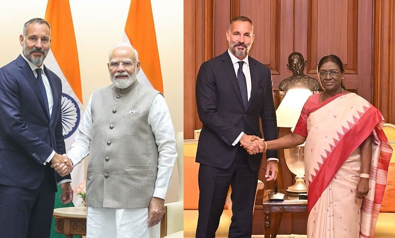 Prince Rahim Aga Khan V with Narendra Modi and Droupadi Murmu.