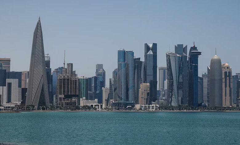 Doha skyline along the waterfront in Qatar.