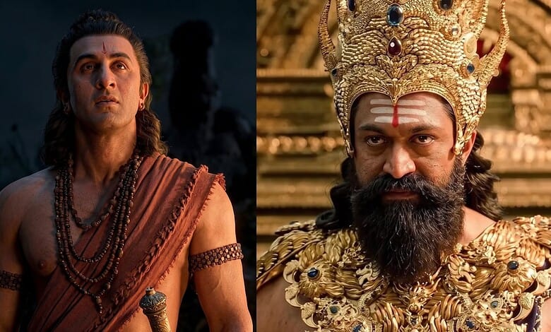 Yash as Lord Rama and a king in traditional attire from Ramayana scene.