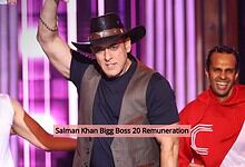 Salman Khan hosting Bigg Boss 20 with contestants on stage, vibrant background.