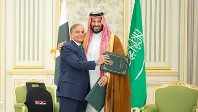 Saudi Crown Prince Mohammed bin Salman and Pakistan PM Shehbaz Sharif.