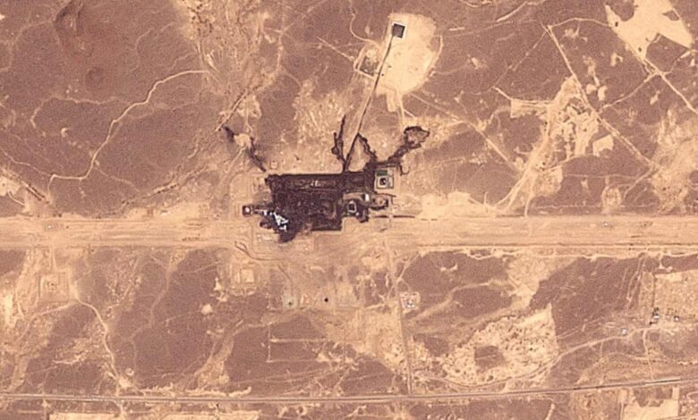 Aerial satellite image showing pipeline infrastructure in a desert landscape in Saudi Arabia.