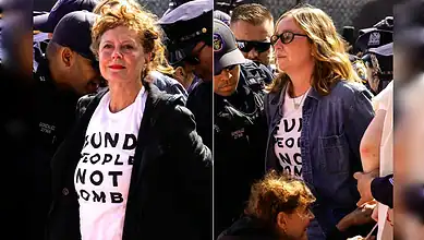 Actors Susan Sarandon and Hannah Einbinder are detained by police during an anti-Netanyahu protest in New York ahead of his UNGA address.