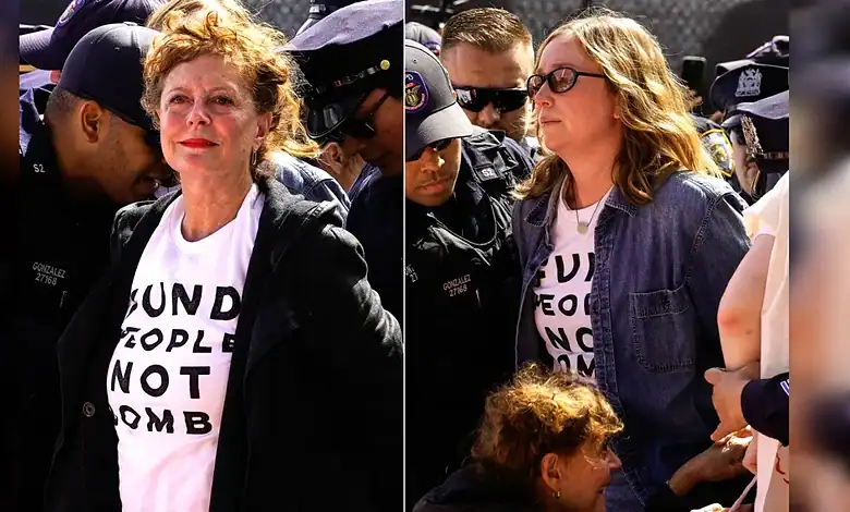 Actors Susan Sarandon and Hannah Einbinder are detained by police during an anti-Netanyahu protest in New York ahead of his UNGA address.
