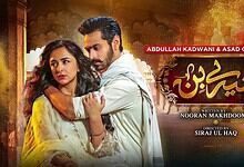 Promotional poster for Pakistani drama Tere Bin 2 featuring Abdullah Kadwani and Asad Qureshi.