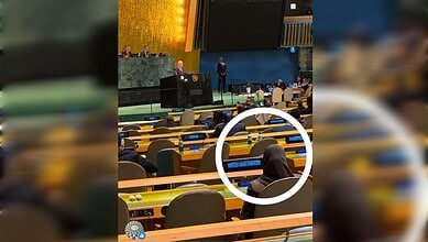 UAE delegation members seated during Netanyahu's UN speech, with some taking notes and listening attentiv.
