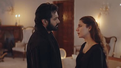 Mahira Khan and Wahaj Ali in a dramatic scene from the new drama teaser.