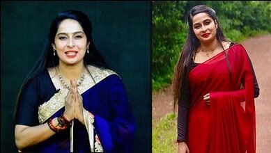 Arshia Khan dressed as goddess Durga in traditional attire for Navaratri celebrations.