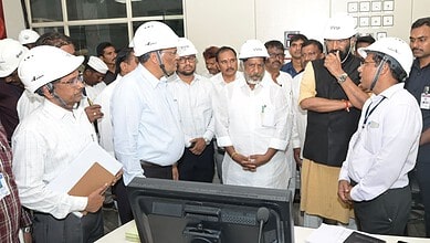 Deputy Chief Minister Mallu Bhatti Vikramarka inspecting Pulichintala Hydel Power Generation Centre along with Irrigation Minister Uttam Kumar Reddy.