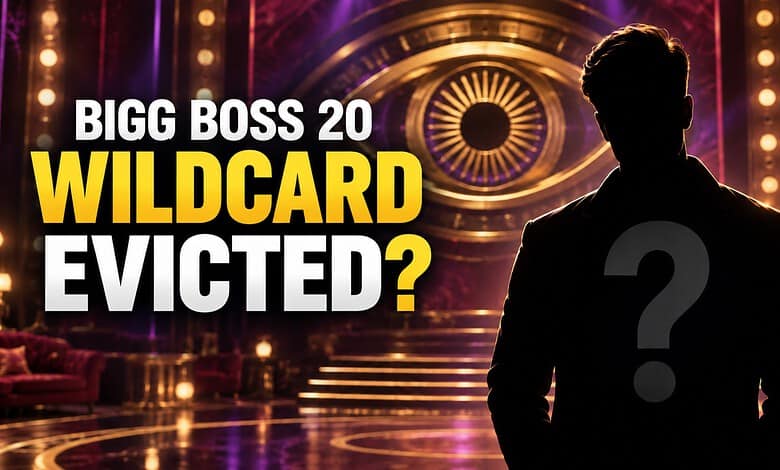 Silhouette of a man with a question mark in front of a stage background for Bigg Boss 20 wildcard evicted.