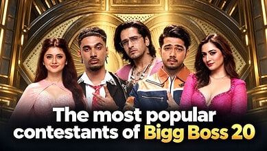 Top 5 Bigg Boss 20 contestants posing in a grand setting for the show.