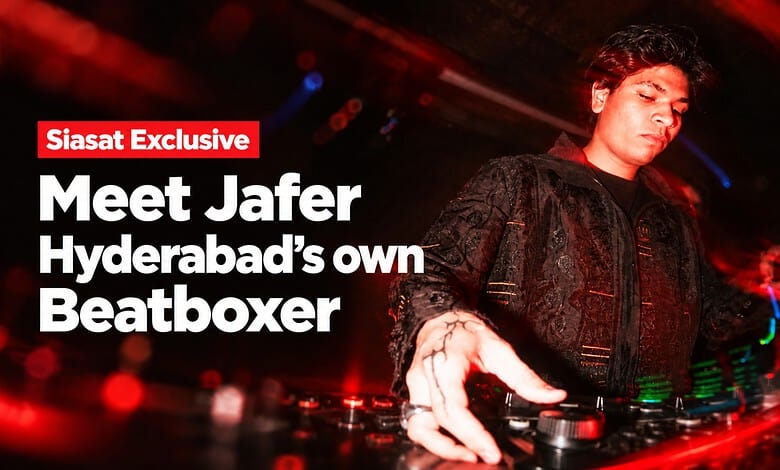 Hyderabad's underground beatboxer Jafer performing at a music event.
