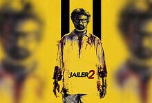 Poster of Jailer 2 featuring Rajinikanth in a yellow shirt with a serious expression.