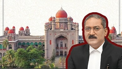 Justice Koshy in front of Telangana High Court building, appointed as acting Chief Justice.