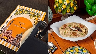 Traditional South Italian dish served on a white plate with lemon and herbs.
