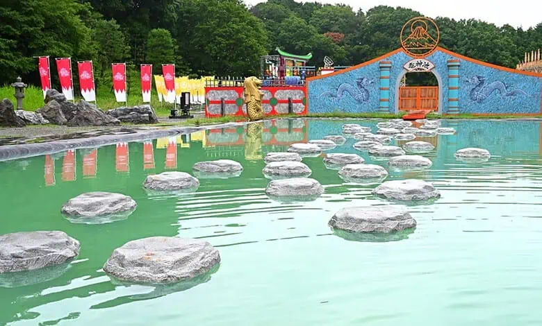 Takeshi's Castle themed amusement park at Shamirpet with stepping stones over water.