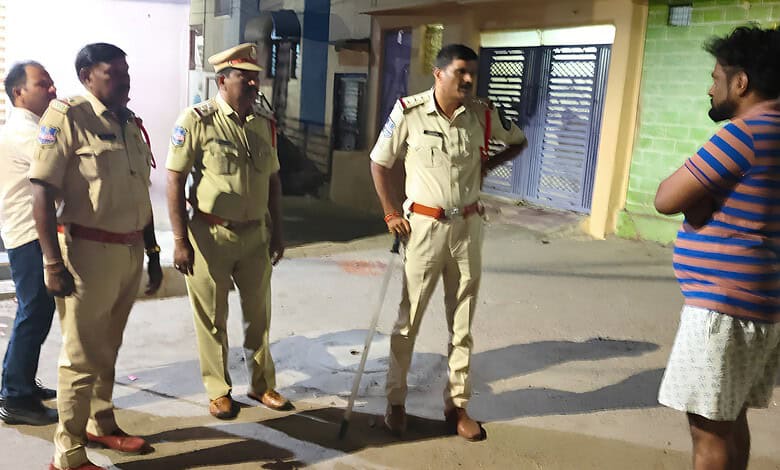 Nighttime police patrol in Attapur checking homes of rowdy-sheeters.