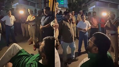 Mynampally Rohit engaging with people at a public gathering in Hyderabad.