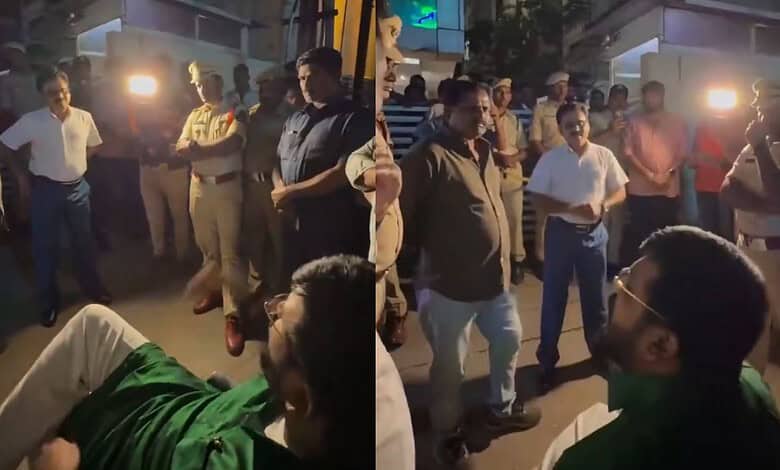 Mynampally Rohit engaging with people at a public gathering in Hyderabad.