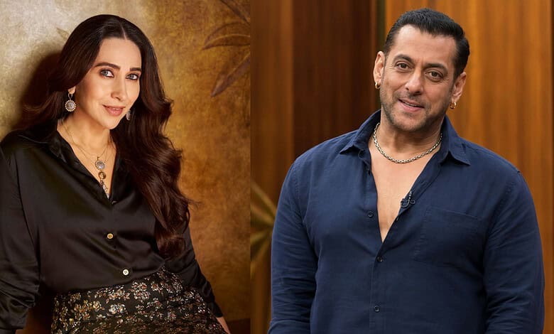 Karisma Kapoor and Salman Khan sharing a fun moment on Koffee with Karan.