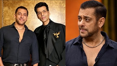 Salman Khan and Karan Johar at KWK 9, discussing Bollywood careers.