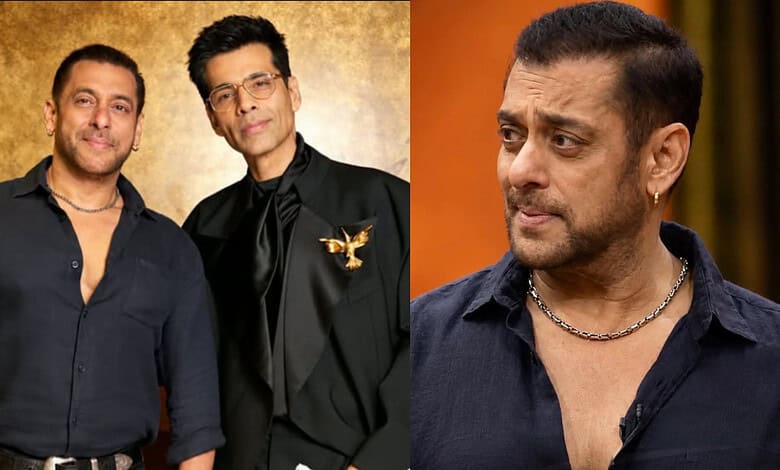 Salman Khan and Karan Johar at KWK 9, discussing Bollywood careers.