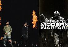 Seedhe Maut performs at Call of Duty Modern Warfare event with fire effects and military theme.