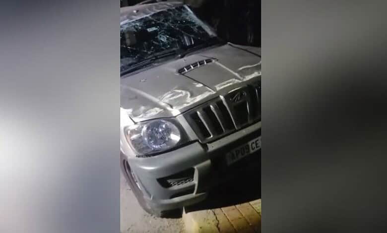 Mahindra Scorpio after the accident in Banjara Hils