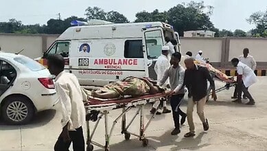 An injured passenger being shifted to hospital
