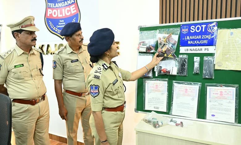 Malkjgiri Commissioner B Sumathi with the seized documents