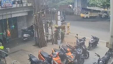 A trolley carrying pipes in Balanagar