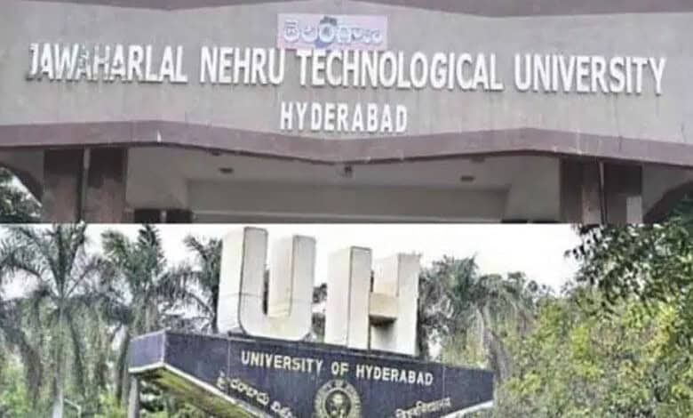 Jawar Harlal Nehru Technological University Hyderabad entrance sign in Hyderabad, India.