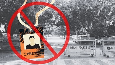 Journalists with press IDs prevented from reporting at Delhi Police barricades.
