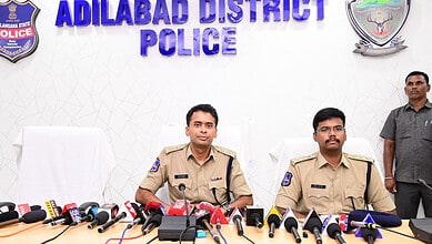 Adilabad SP Akhil Mahajan addresses the media