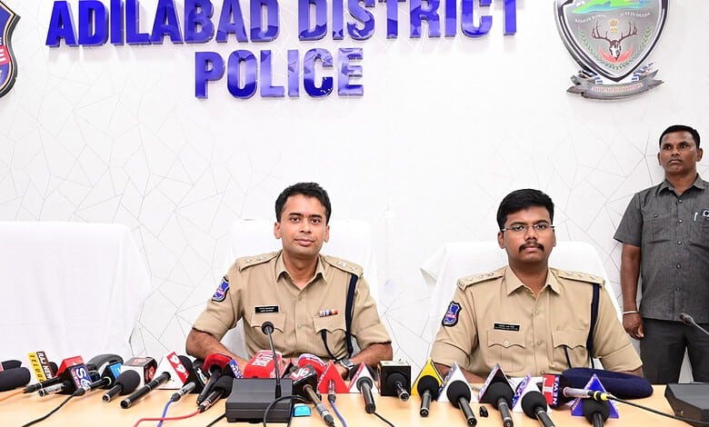 Adilabad SP Akhil Mahajan addresses the media