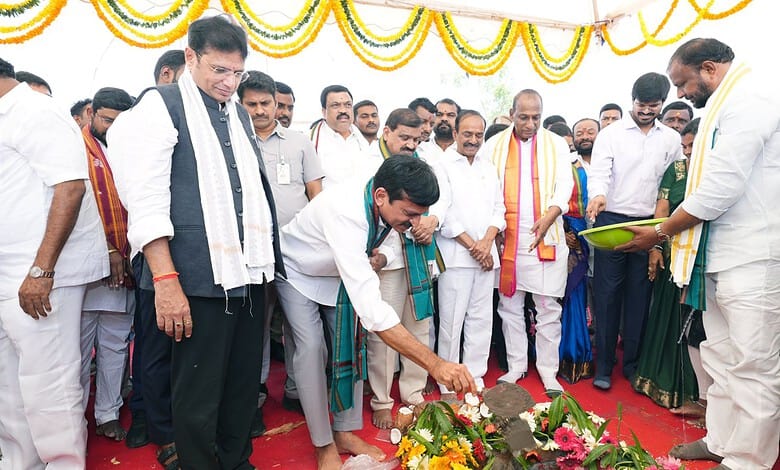 Officials and dignitaries at the Inauguration of Indiramma Housing Scheme Phase I, Dasara 2027.