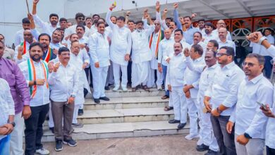 Telangana Dy CM Bhatti Vikramarka and other Congress leaders protest against CEC Gyanesh Kumar.