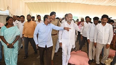 Union Minister of State for Home Bandi Sanjay Kumar inspects arrangements ahead of Amit Shah's visit.