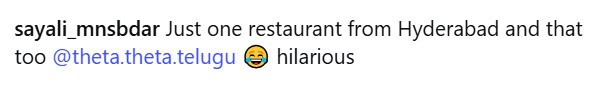 One Hyderabad restaurant, humorous post by sayali_mnsbdar on Twitter.