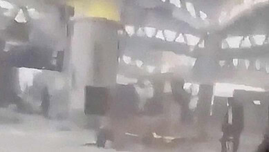 Dust and debris scattered inside King Khalid International Airport after the October 10 attack.