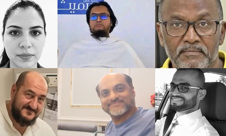 Portraits of victims from seven nations involved in Riyadh airport strike incident.